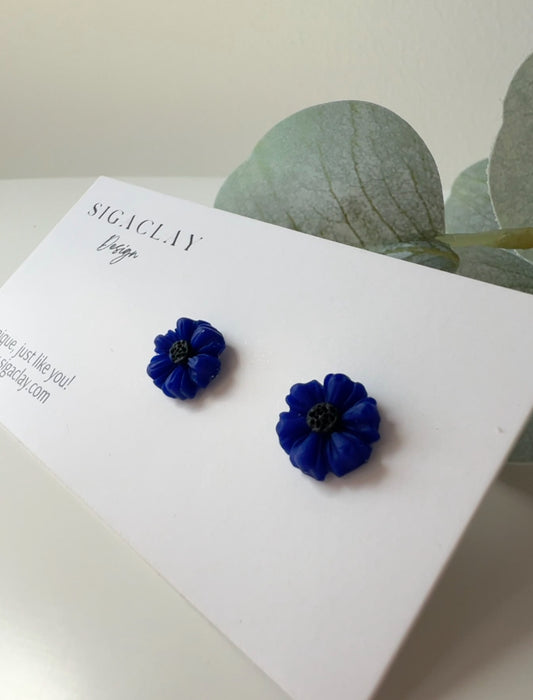 Tamsių Rugiagėlių Mini Auskarai